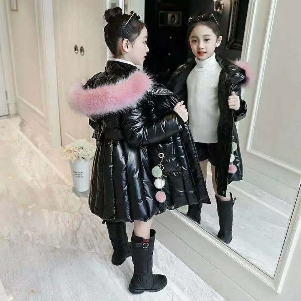 Winter Jacket For Girls Coat Teen Kids Parka Snowsuit Fashion Bright Waterproof Outerwear Children Clothing 4 6 8 10 12 14 Years