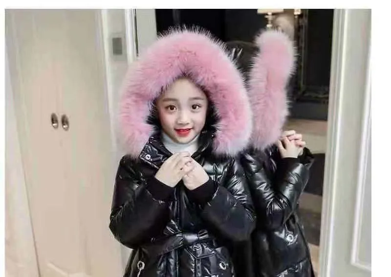 Winter Jacket For Girls Coat Teen Kids Parka Snowsuit Fashion Bright Waterproof Outerwear Children Clothing 4 6 8 10 12 14 Years