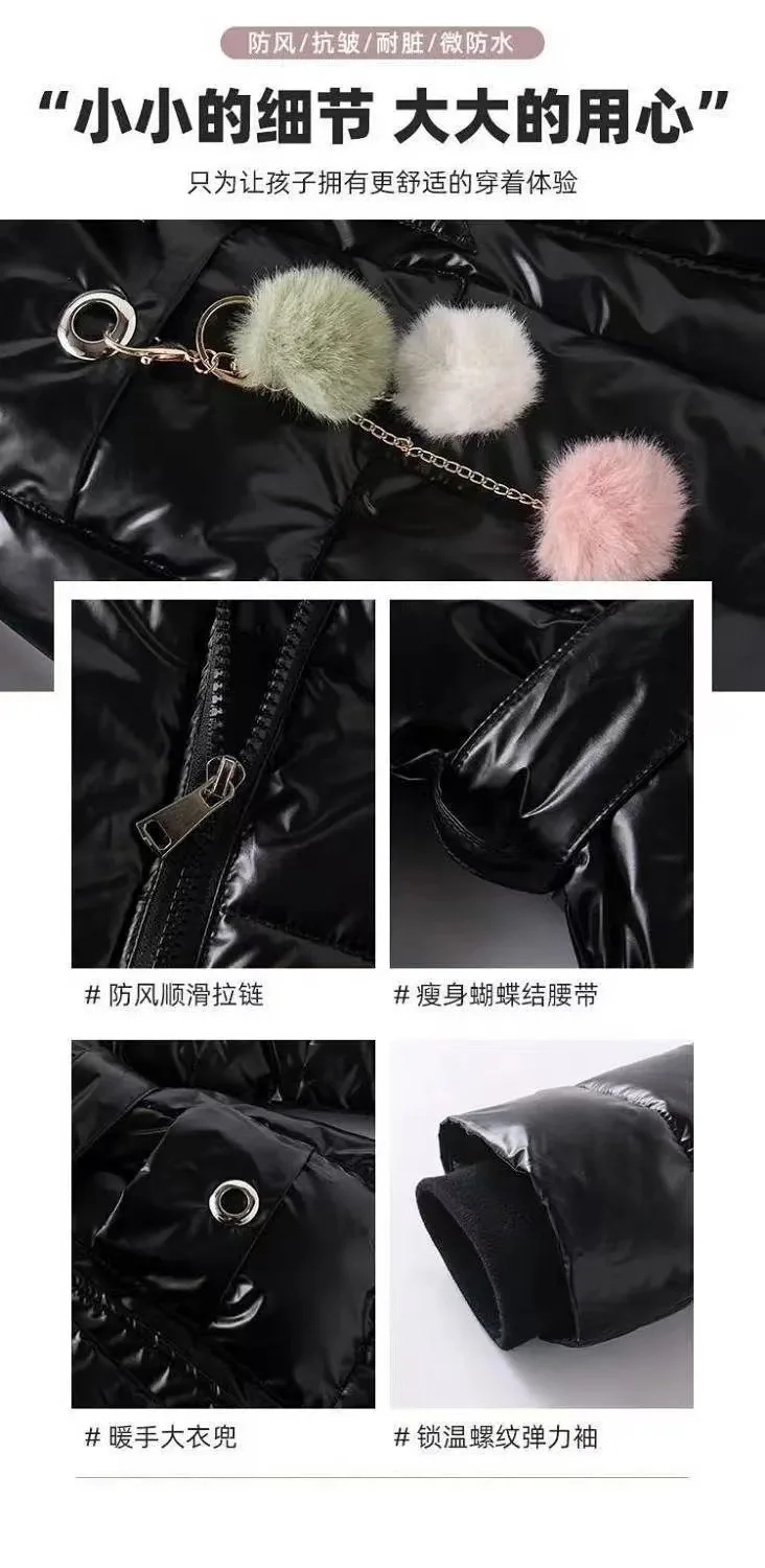 Winter Jacket For Girls Coat Teen Kids Parka Snowsuit Fashion Bright Waterproof Outerwear Children Clothing 4 6 8 10 12 14 Years