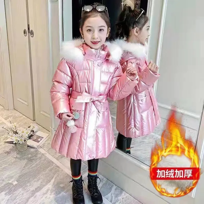 Winter Jacket For Girls Coat Teen Kids Parka Snowsuit Fashion Bright Waterproof Outerwear Children Clothing 4 6 8 10 12 14 Years