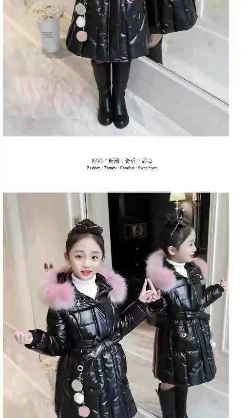 Winter Jacket For Girls Coat Teen Kids Parka Snowsuit Fashion Bright Waterproof Outerwear Children Clothing 4 6 8 10 12 14 Years