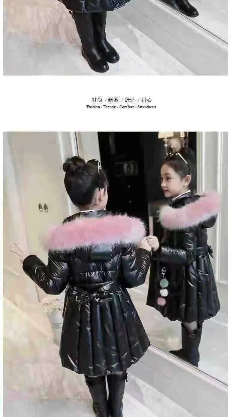 Winter Jacket For Girls Coat Teen Kids Parka Snowsuit Fashion Bright Waterproof Outerwear Children Clothing 4 6 8 10 12 14 Years