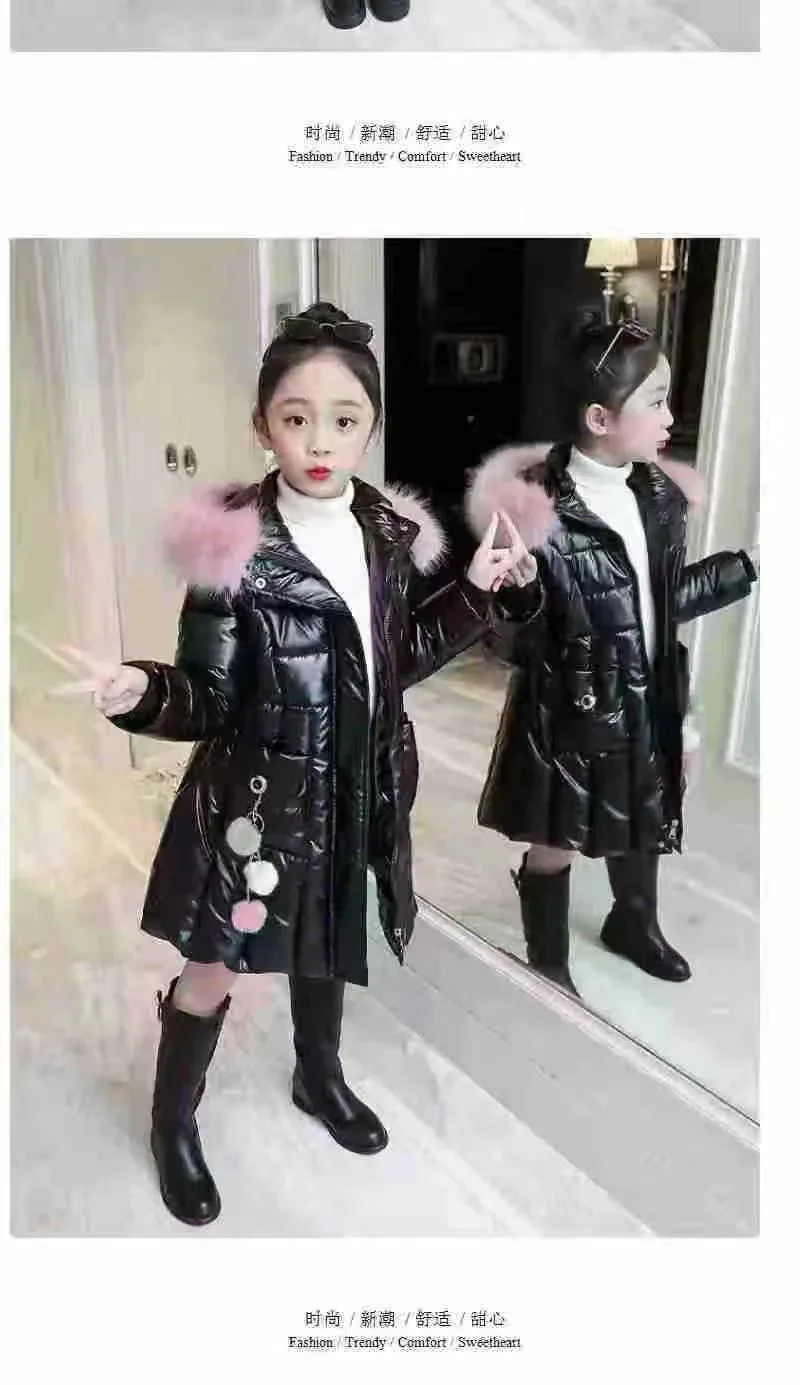 Winter Jacket For Girls Coat Teen Kids Parka Snowsuit Fashion Bright Waterproof Outerwear Children Clothing 4 6 8 10 12 14 Years