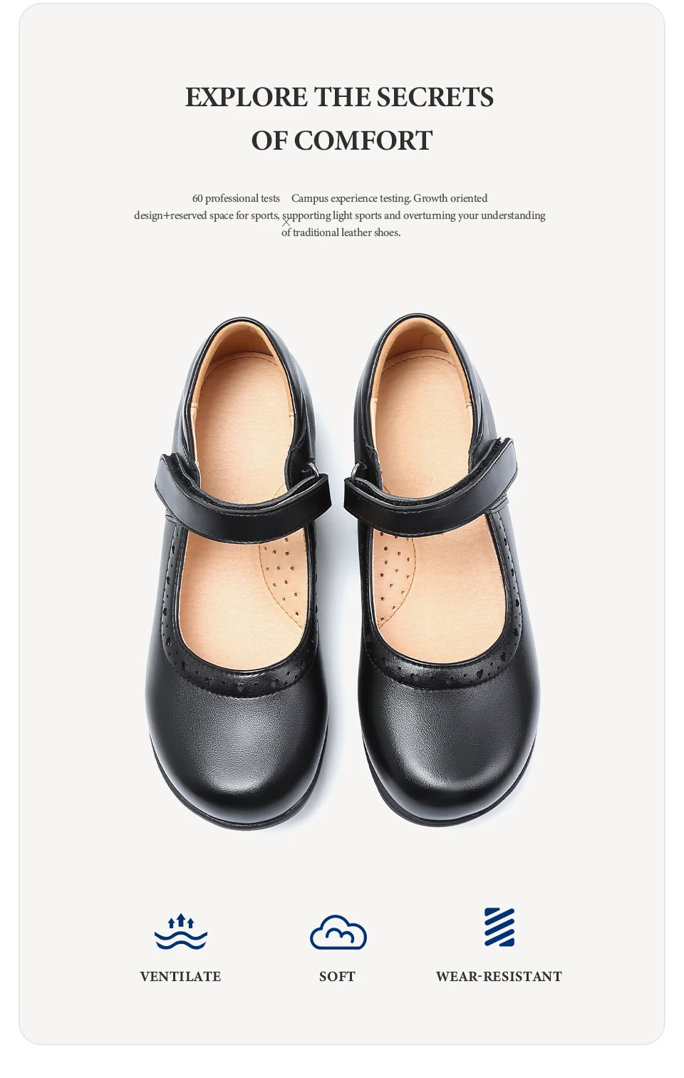 Female Shoe Girl Shoes Black Middle School Student Soft Bottom Comfortable Flat Princess Girls Children's Mother Kids Mary Jane