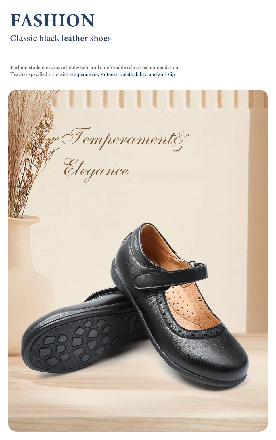 Female Shoe Girl Shoes Black Middle School Student Soft Bottom Comfortable Flat Princess Girls Children's Mother Kids Mary Jane