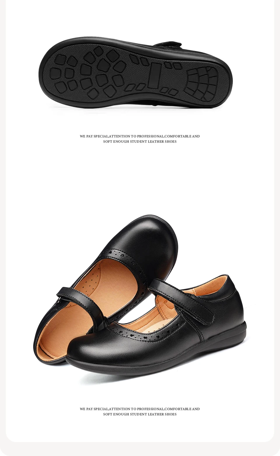 Female Shoe Girl Shoes Black Middle School Student Soft Bottom Comfortable Flat Princess Girls Children's Mother Kids Mary Jane