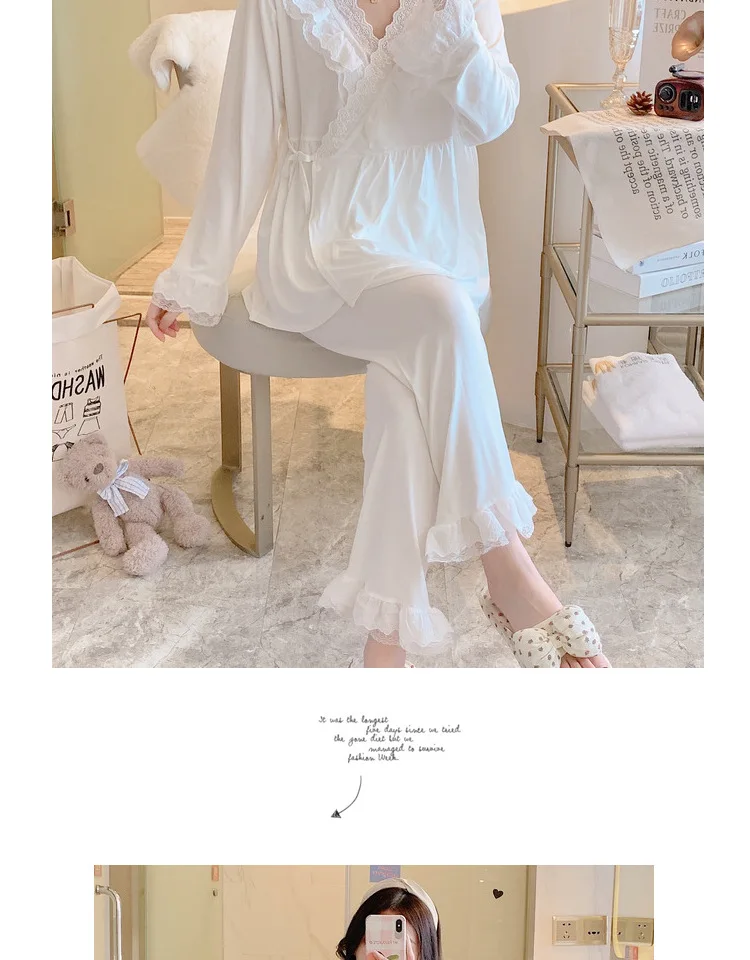 Maternity Modal Pajamas Homewear Sets Across V neck Feeding Pajamas for Pregnant Women Pregnancy Home Hospital Night Wear