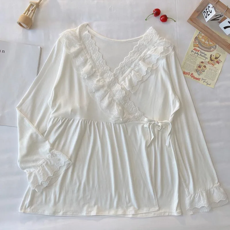 Maternity Modal Pajamas Homewear Sets Across V neck Feeding Pajamas for Pregnant Women Pregnancy Home Hospital Night Wear