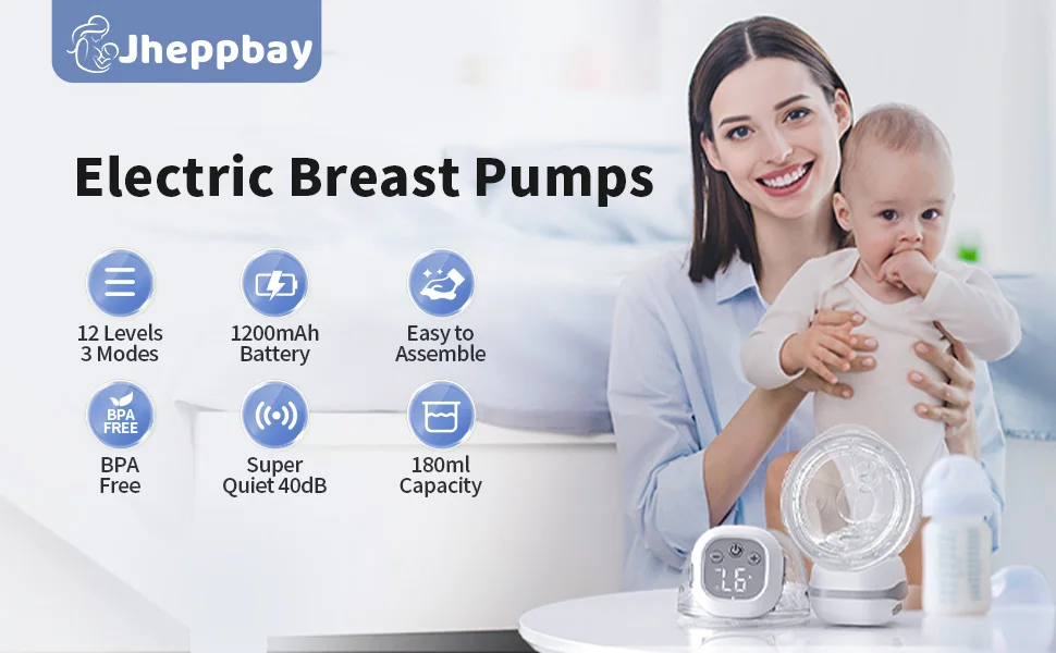 BPA-free USB Portable 2Pcs Electric Breast Pumps Hands Free Wearable Breast Pump Silent Comfort Breast Milk Extractor Collector