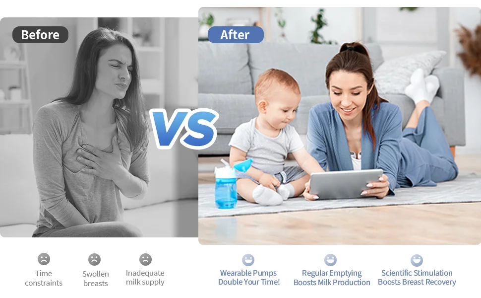 BPA-free USB Portable 2Pcs Electric Breast Pumps Hands Free Wearable Breast Pump Silent Comfort Breast Milk Extractor Collector