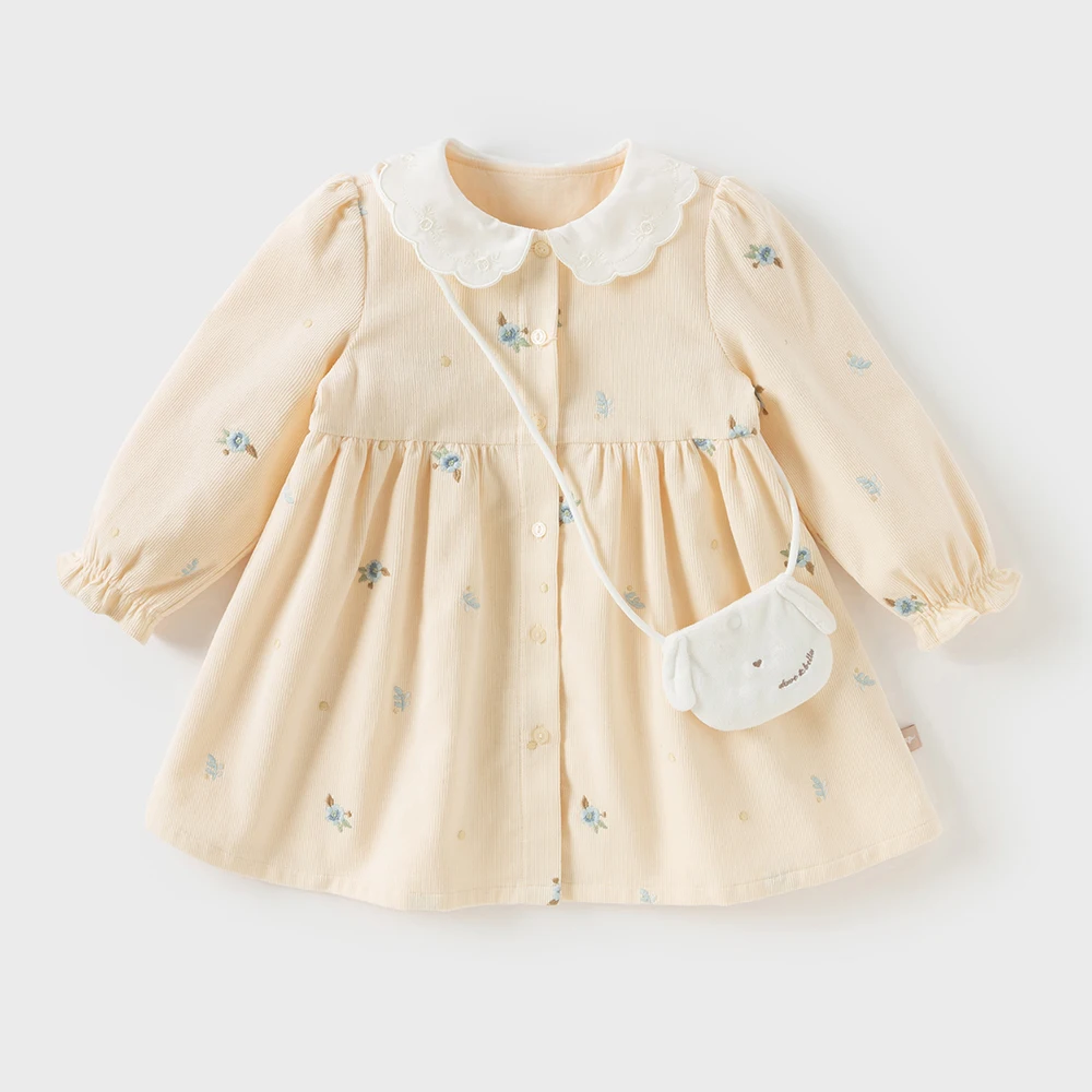Dave Bella Girls Baby  Princess Dress Autumn Sweet Cute Elegant Children's Long Sleeve Dress Gentle Wallet Party DB3253501