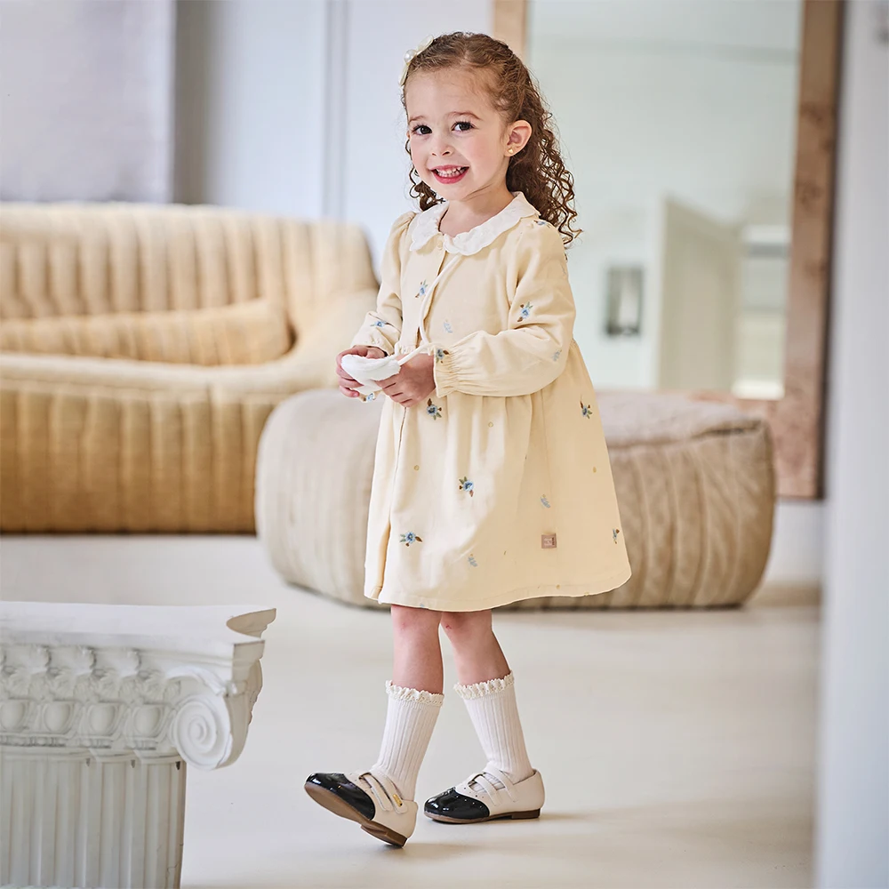 Dave Bella Girls Baby  Princess Dress Autumn Sweet Cute Elegant Children's Long Sleeve Dress Gentle Wallet Party DB3253501