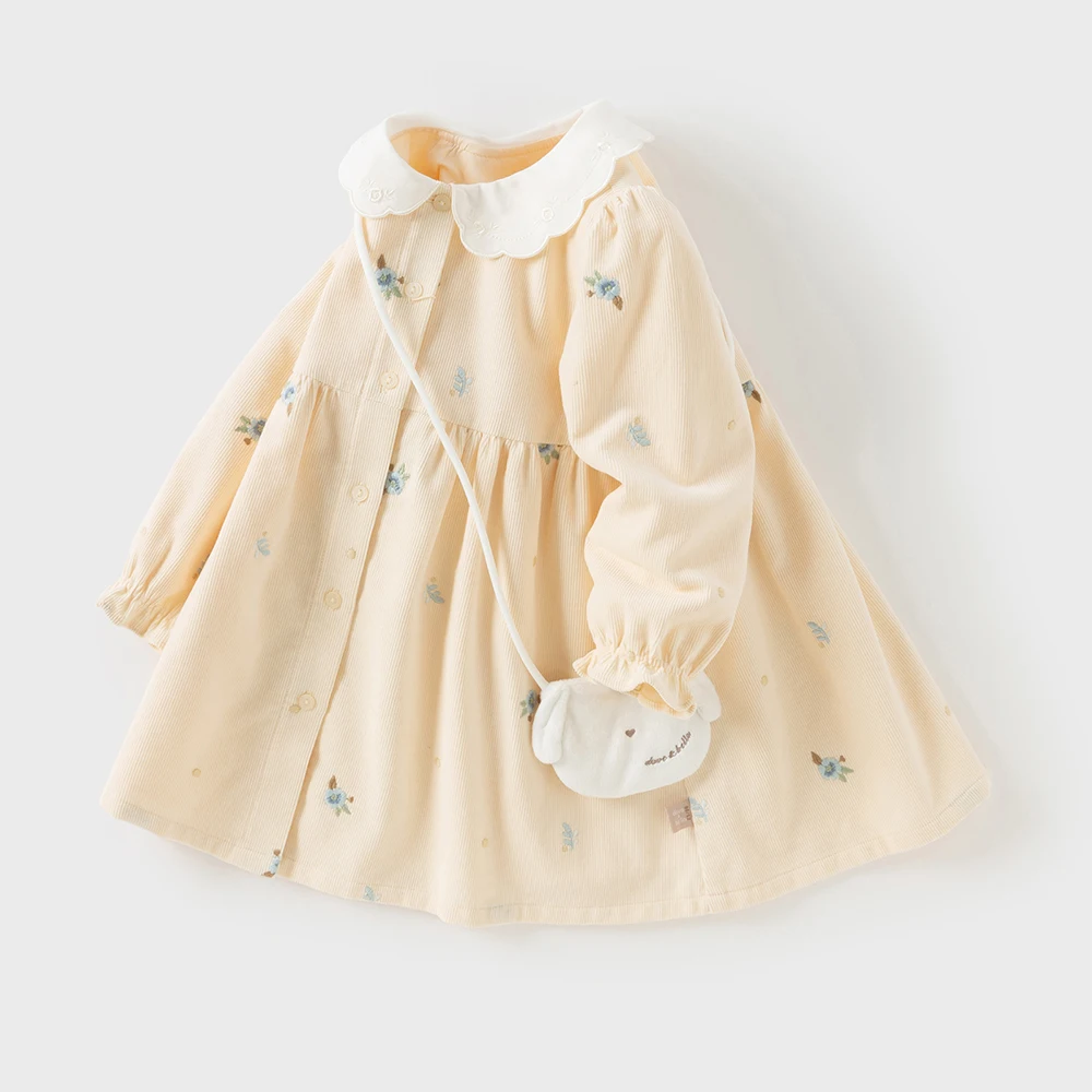 Dave Bella Girls Baby  Princess Dress Autumn Sweet Cute Elegant Children's Long Sleeve Dress Gentle Wallet Party DB3253501