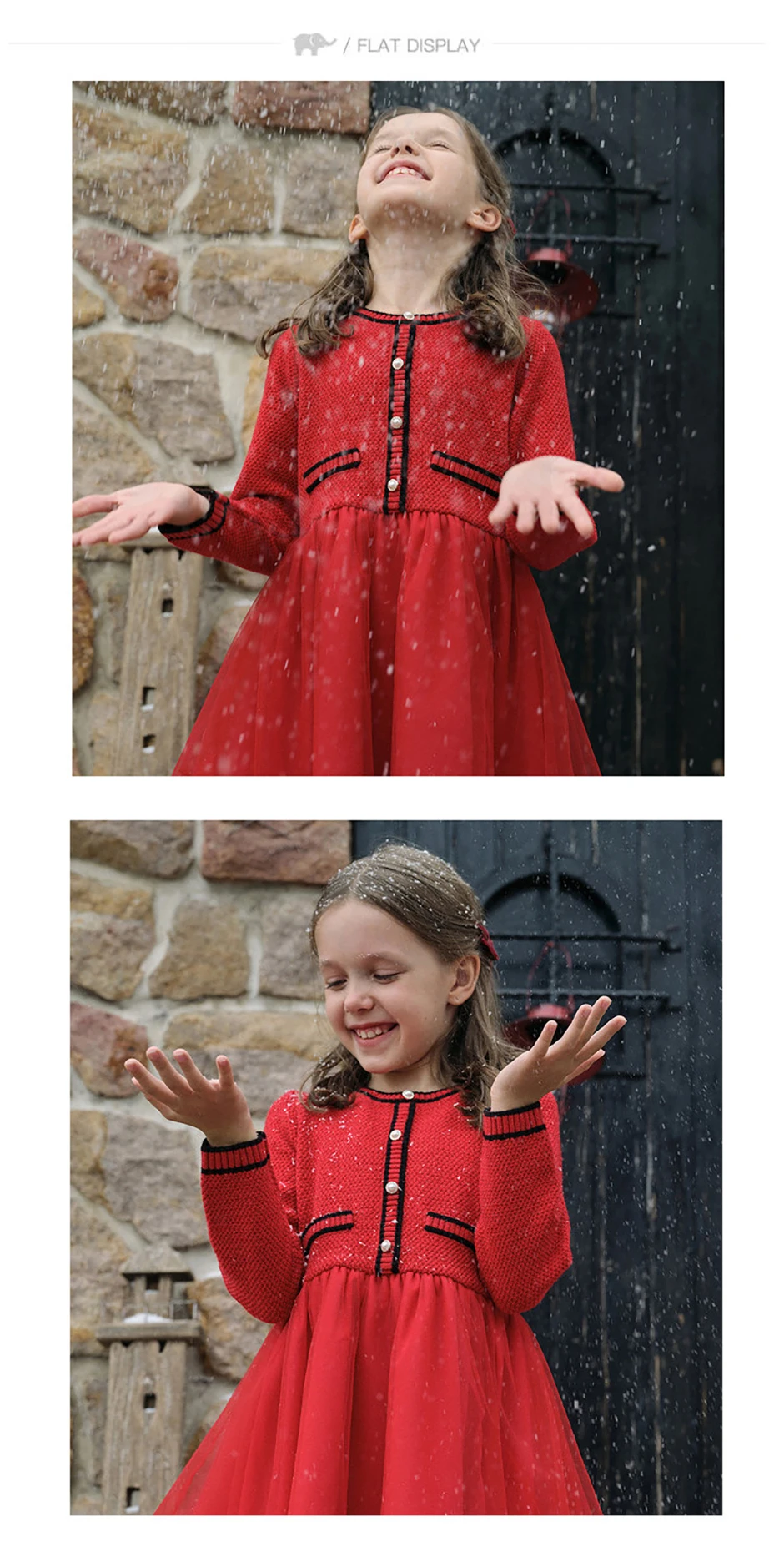 Dave Bella Red Winter Lace Mesh Dress Girls Velvet Long Sleeve Party Princess Dress Children Christmas Birthday Cloth DK4254472
