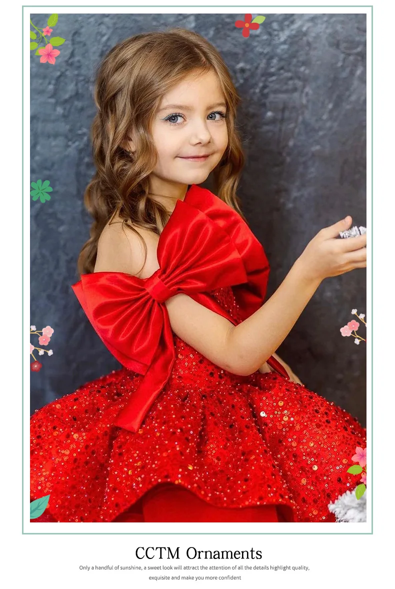 Christmas children's Dress 2025 New style red sequined puffy tulle girls' princess dress cross-border delivery