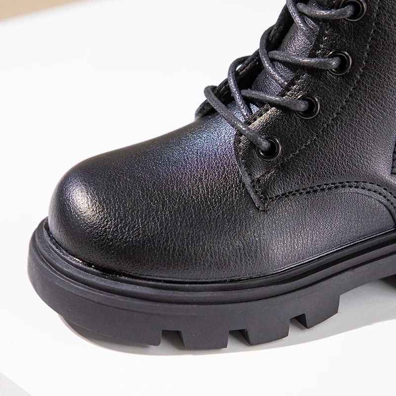 Classic Girls Platform Boots Spring Autumn Fashion Kids Causal Leather Boots Versatile Non-slip Black Brown Children Ankle Boots