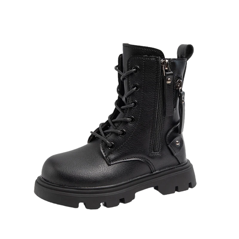 Classic Girls Platform Boots Spring Autumn Fashion Kids Causal Leather Boots Versatile Non-slip Black Brown Children Ankle Boots