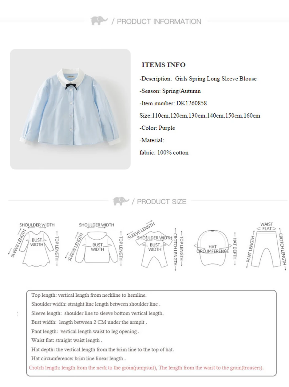 Dave Bella Children's Spring Long Sleeve Shirt Girls White Gentle Blouse Tops Kids Elegant Cotton Top Party DK1260858