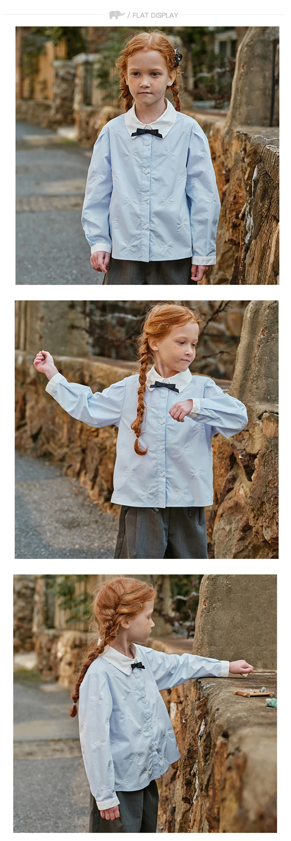 Dave Bella Children's Spring Long Sleeve Shirt Girls White Gentle Blouse Tops Kids Elegant Cotton Top Party DK1260858