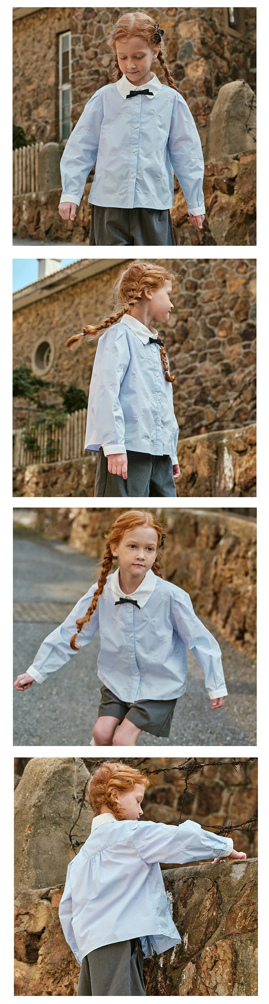 Dave Bella Children's Spring Long Sleeve Shirt Girls White Gentle Blouse Tops Kids Elegant Cotton Top Party DK1260858