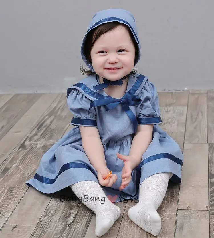 Summer Sister and Brother Clothing Blue Navy Style Dress Short Sleeve Shorts British Academy Dress Set Spanish Baby Clothes