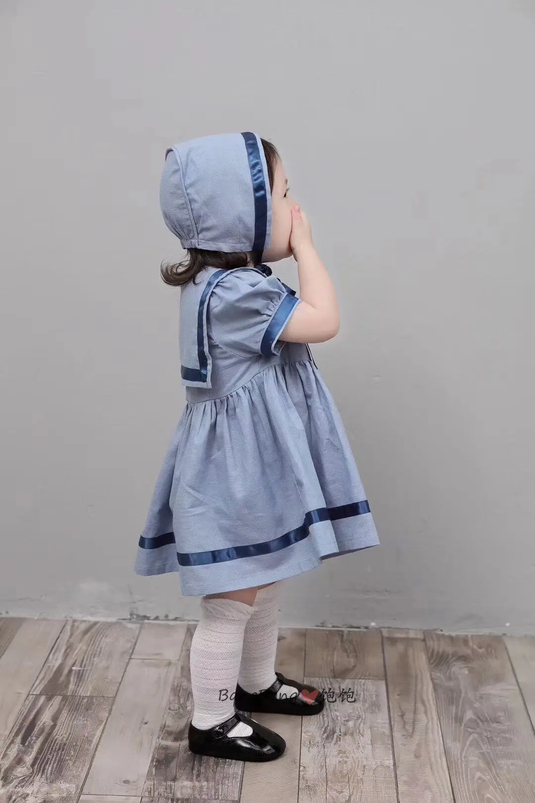 Summer Sister and Brother Clothing Blue Navy Style Dress Short Sleeve Shorts British Academy Dress Set Spanish Baby Clothes