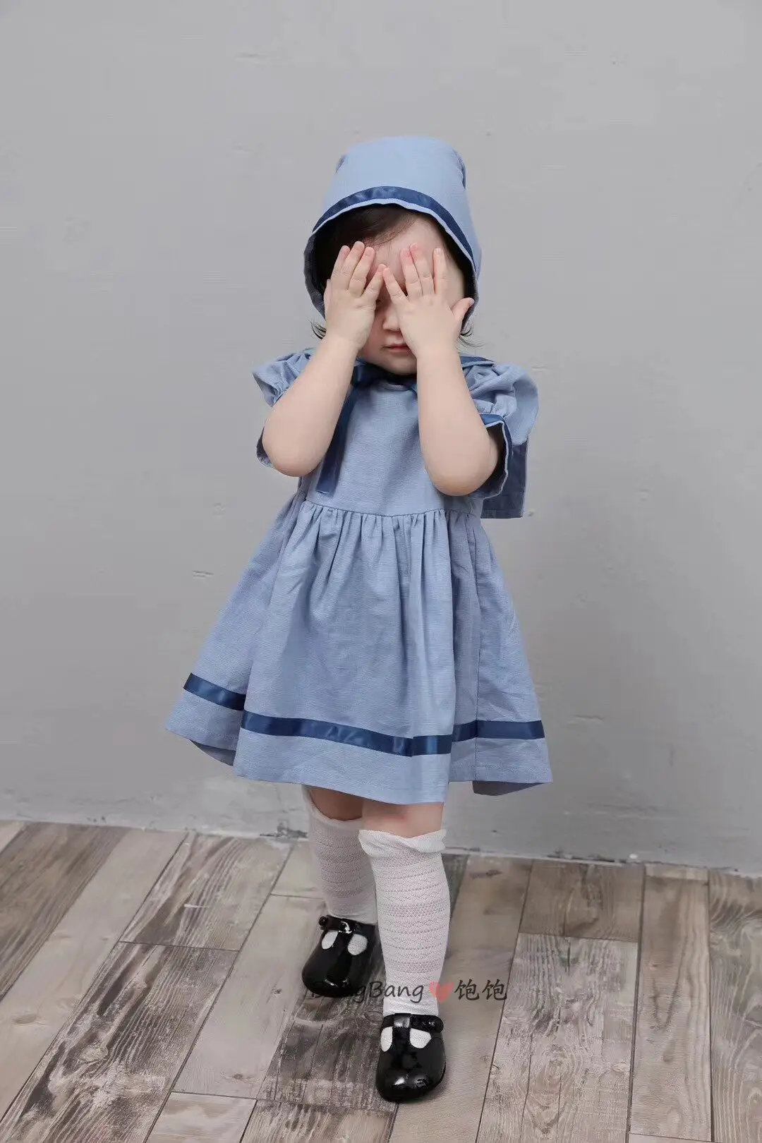 Summer Sister and Brother Clothing Blue Navy Style Dress Short Sleeve Shorts British Academy Dress Set Spanish Baby Clothes
