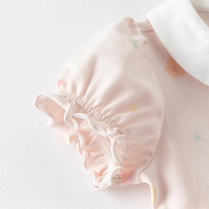 Dave Bella Girls Cotton Dress Autumn Spring Short Sleeve Kids Gentle Soft Dresses Outdoor Pink Sweet Children Clothing DB2252215