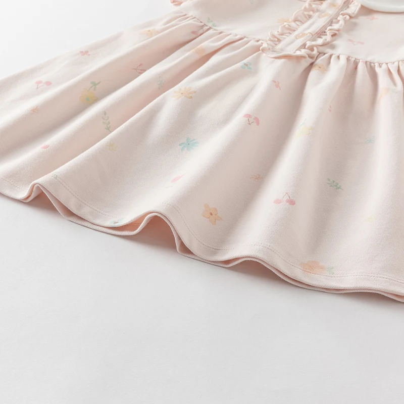 Dave Bella Girls Cotton Dress Autumn Spring Short Sleeve Kids Gentle Soft Dresses Outdoor Pink Sweet Children Clothing DB2252215
