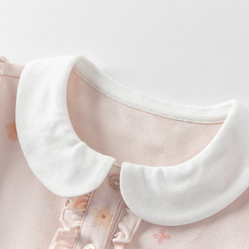 Dave Bella Girls Cotton Dress Autumn Spring Short Sleeve Kids Gentle Soft Dresses Outdoor Pink Sweet Children Clothing DB2252215