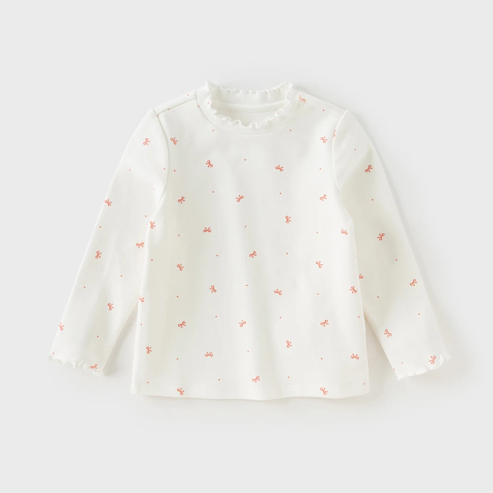 Dave Bella Girls' Long Sleeve T-shirt Autumn Winter Baby Girls' Soft Comfortable Shirt Children's Trendy Outing Top DB4253810