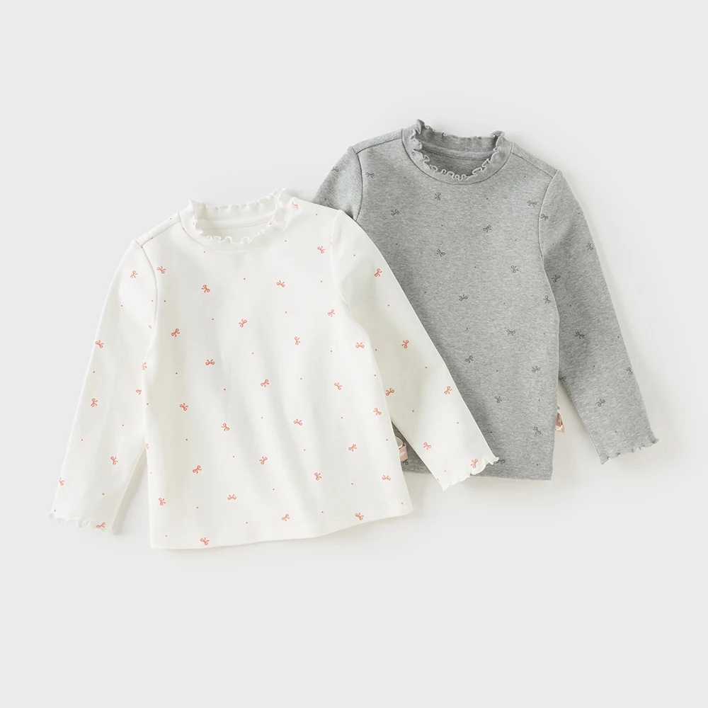 Dave Bella Girls' Long Sleeve T-shirt Autumn Winter Baby Girls' Soft Comfortable Shirt Children's Trendy Outing Top DB4253810