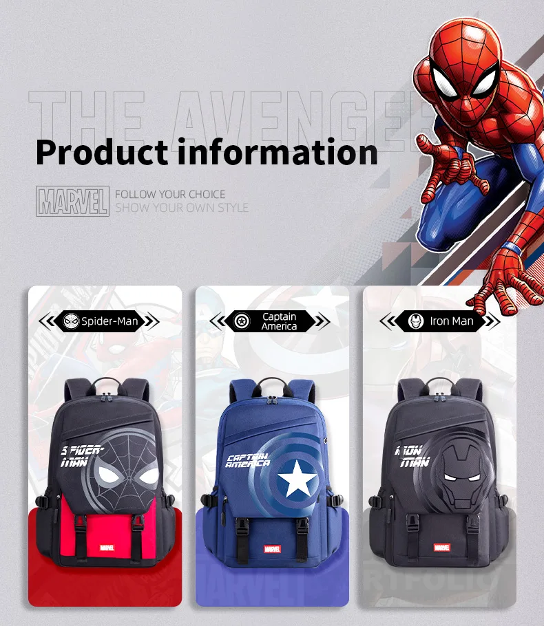 Disney MARVEL Spider-Man Ultra-Lightweight Breathable Polyester Fibre School Bag Backpack Children's Bag