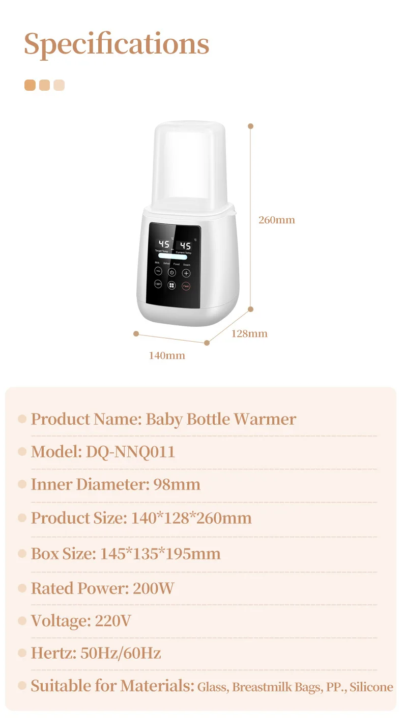 TINSOL Milk Warmer and Steriliser 6 in 1 Multifunction Breast Warmer Precise Temperature Control Baby Bottle Warmer