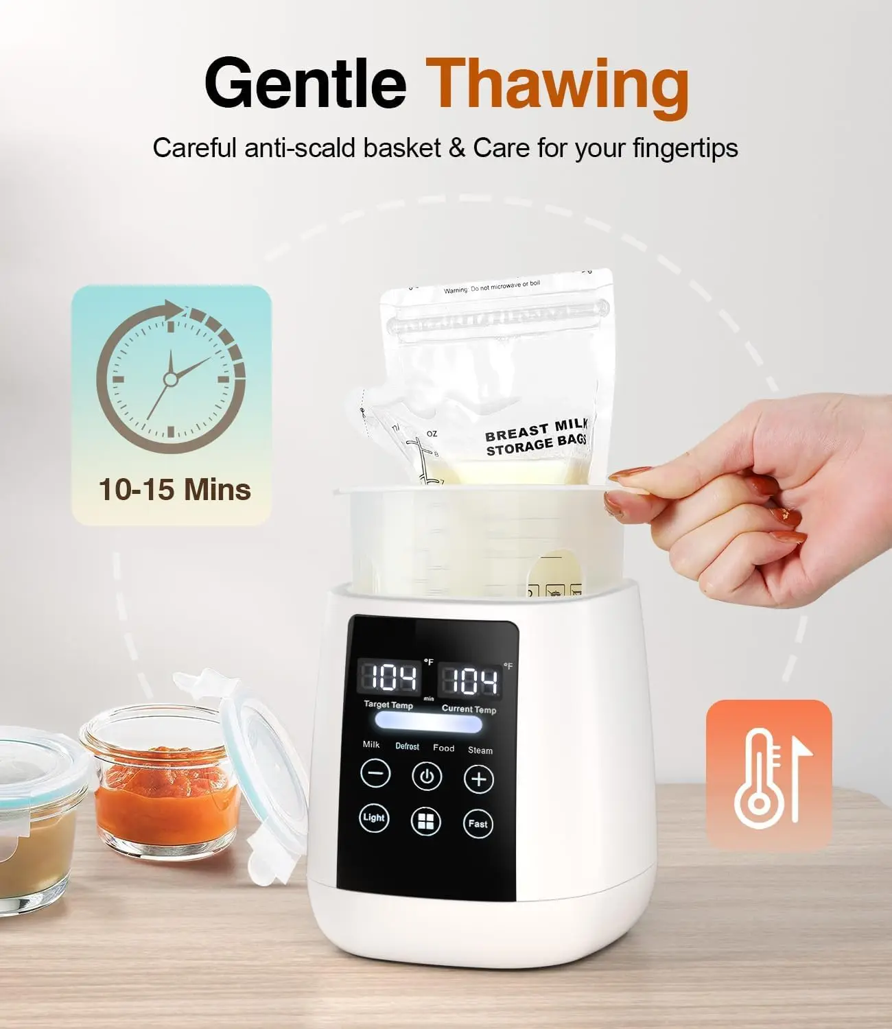 TINSOL Milk Warmer and Steriliser 6 in 1 Multifunction Breast Warmer Precise Temperature Control Baby Bottle Warmer