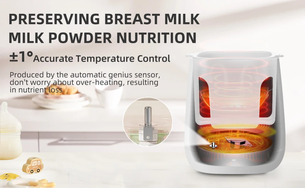 TINSOL Milk Warmer and Steriliser 6 in 1 Multifunction Breast Warmer Precise Temperature Control Baby Bottle Warmer