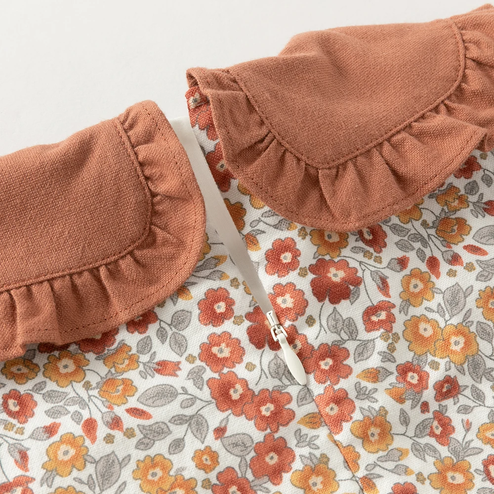 Dave Bella Children's Top Pants Two Piece Set Autumn Girls' Baby Sweet Cute Floral Print Top Fashion Two-Piece Outdoor DB3254992