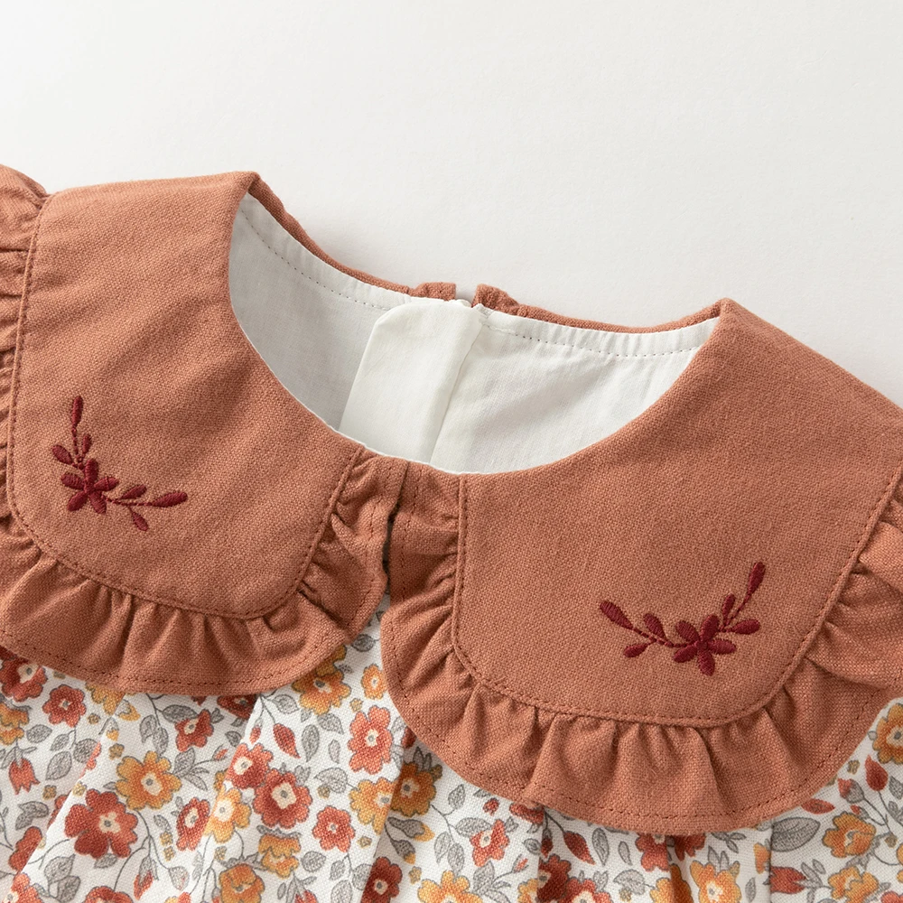 Dave Bella Children's Top Pants Two Piece Set Autumn Girls' Baby Sweet Cute Floral Print Top Fashion Two-Piece Outdoor DB3254992