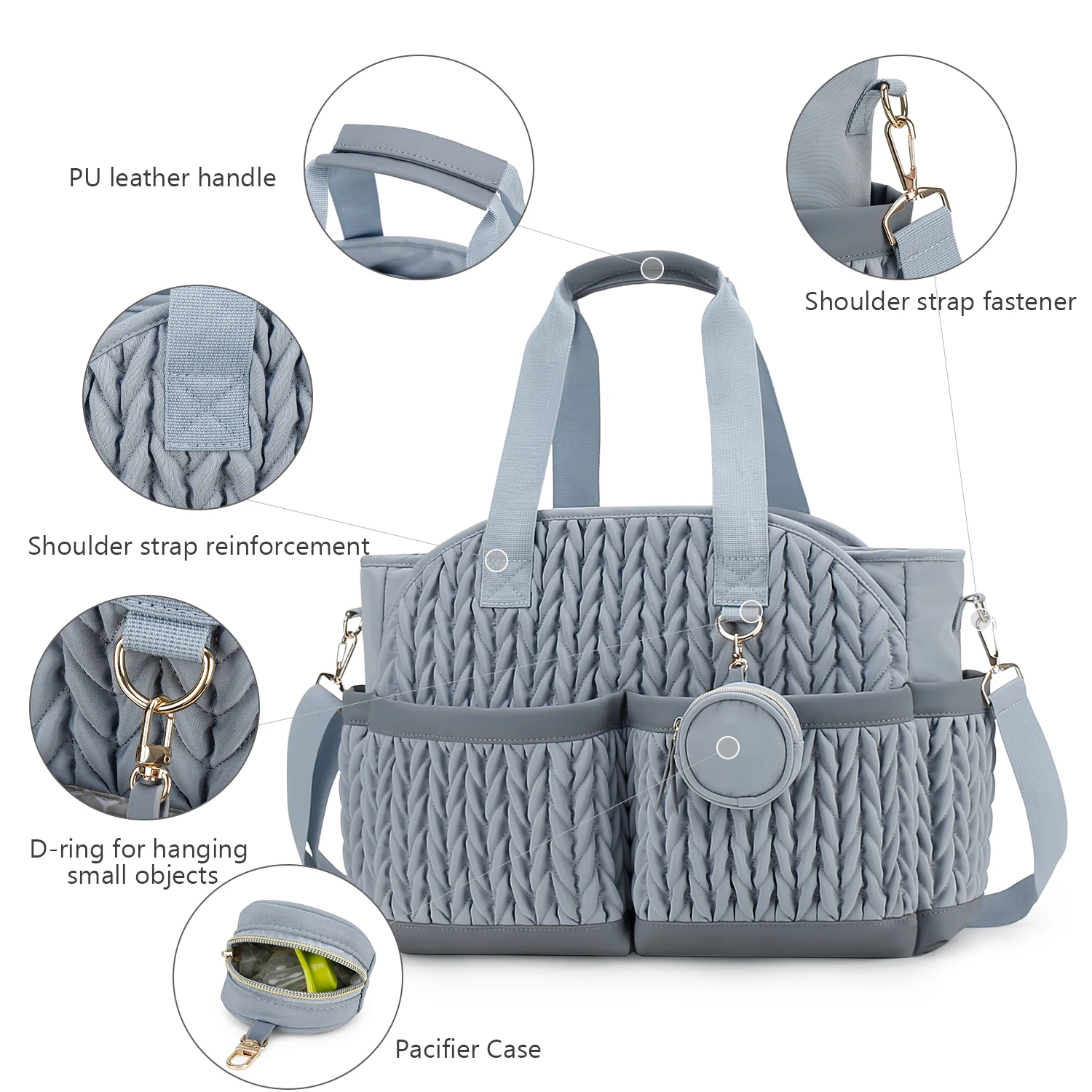 New Quilted Mommy Bag One Shoulder Handheld Storage Bag Waterproof Fabric Insulation for Mother and Child Travel