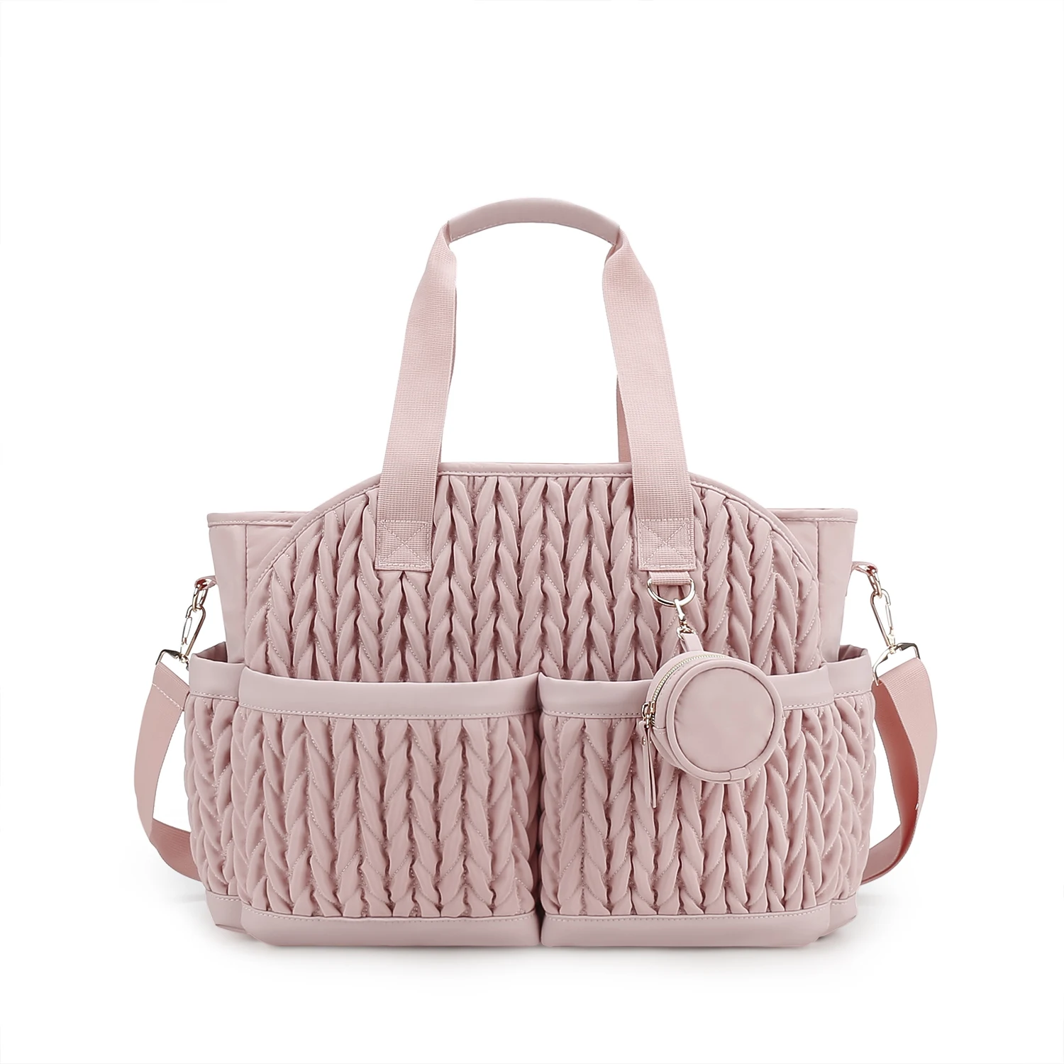 New Quilted Mommy Bag One Shoulder Handheld Storage Bag Waterproof Fabric Insulation for Mother and Child Travel