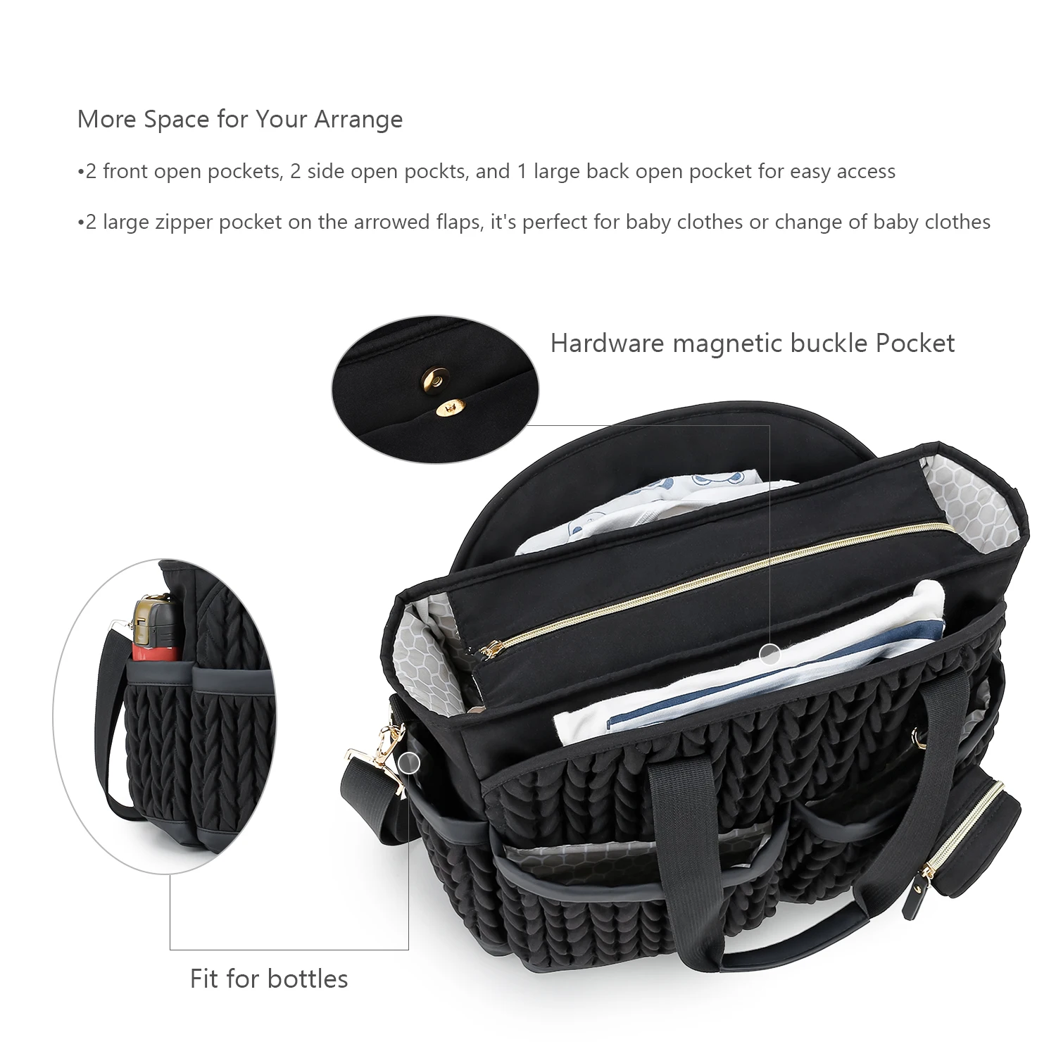 New Quilted Mommy Bag One Shoulder Handheld Storage Bag Waterproof Fabric Insulation for Mother and Child Travel