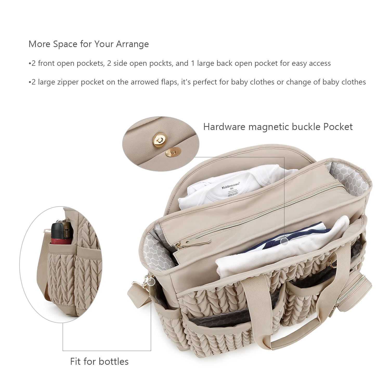 New Quilted Mommy Bag One Shoulder Handheld Storage Bag Waterproof Fabric Insulation for Mother and Child Travel
