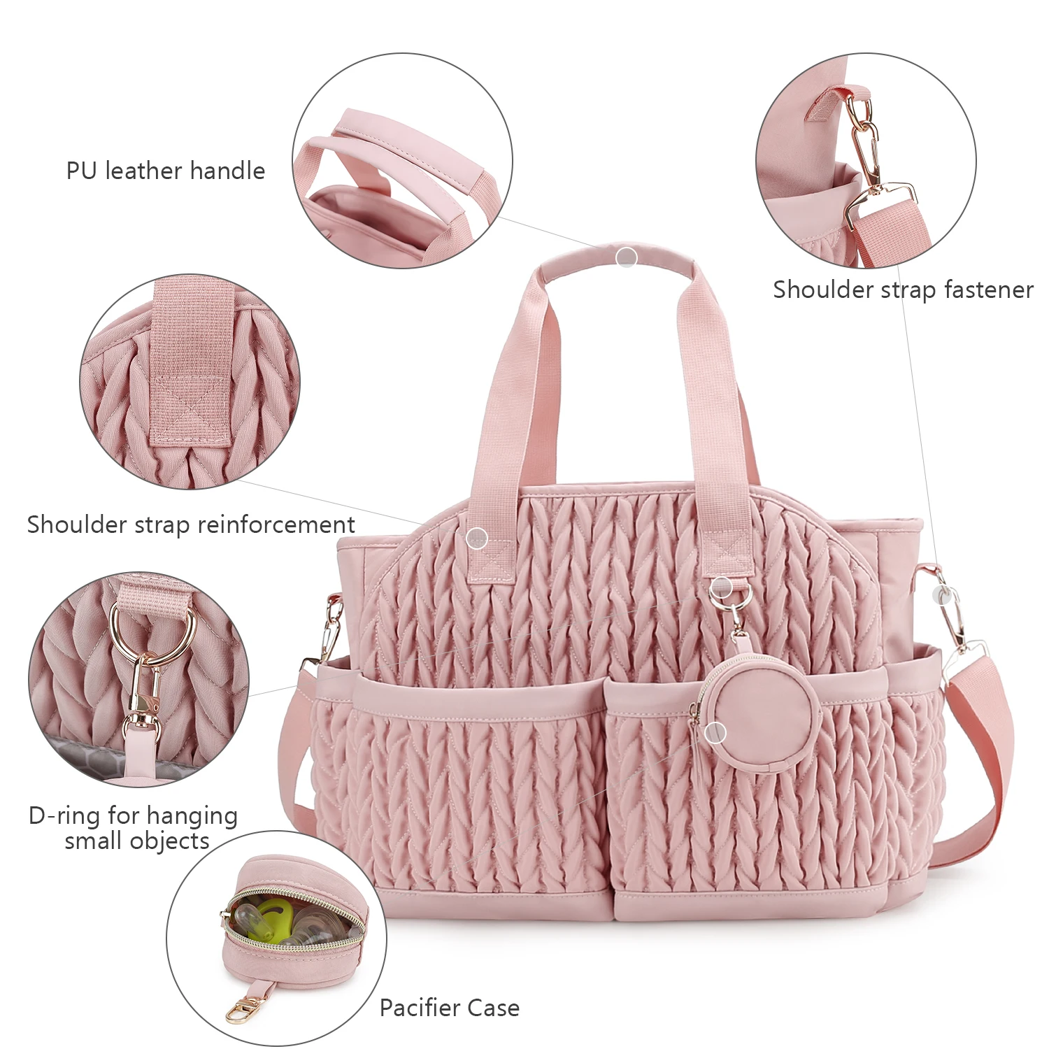 New Quilted Mommy Bag One Shoulder Handheld Storage Bag Waterproof Fabric Insulation for Mother and Child Travel