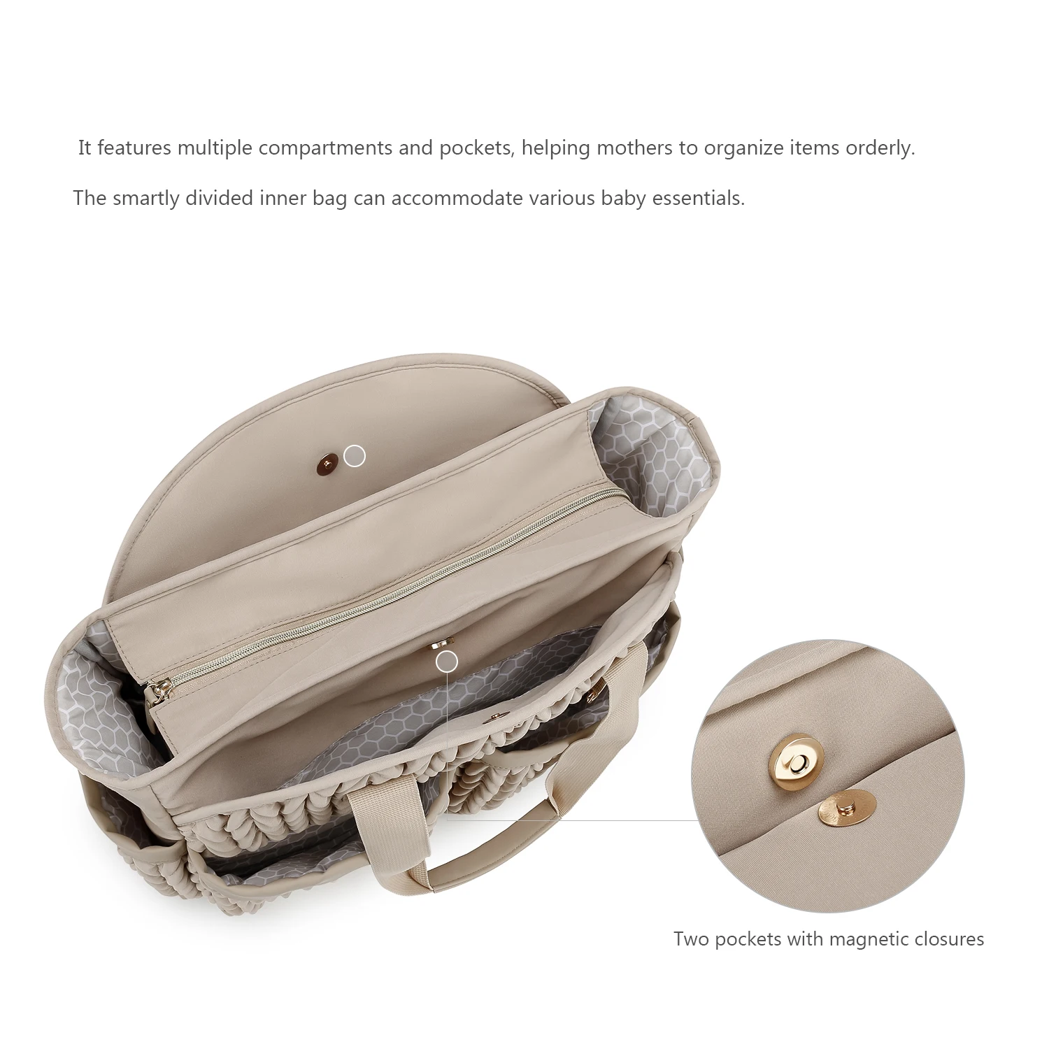 New Quilted Mommy Bag One Shoulder Handheld Storage Bag Waterproof Fabric Insulation for Mother and Child Travel