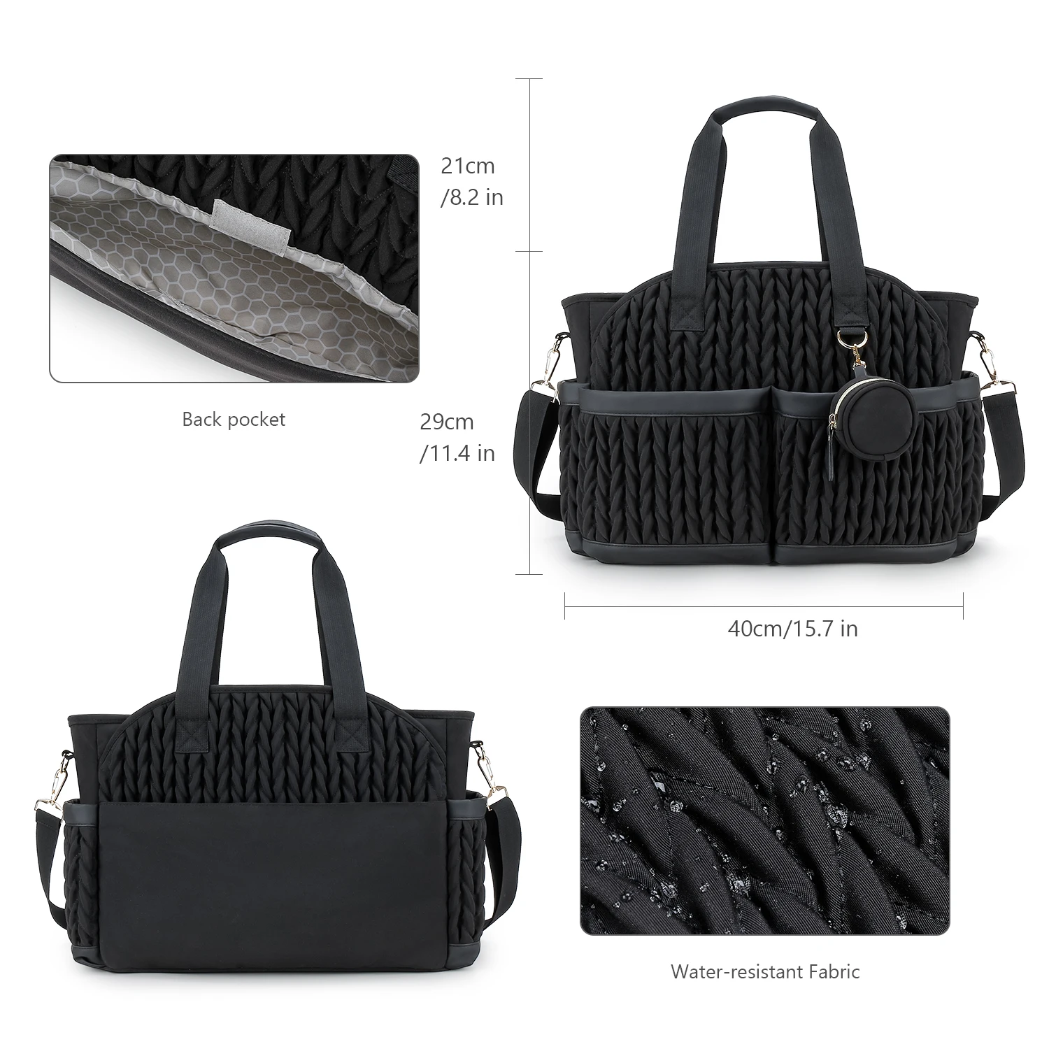 New Quilted Mommy Bag One Shoulder Handheld Storage Bag Waterproof Fabric Insulation for Mother and Child Travel