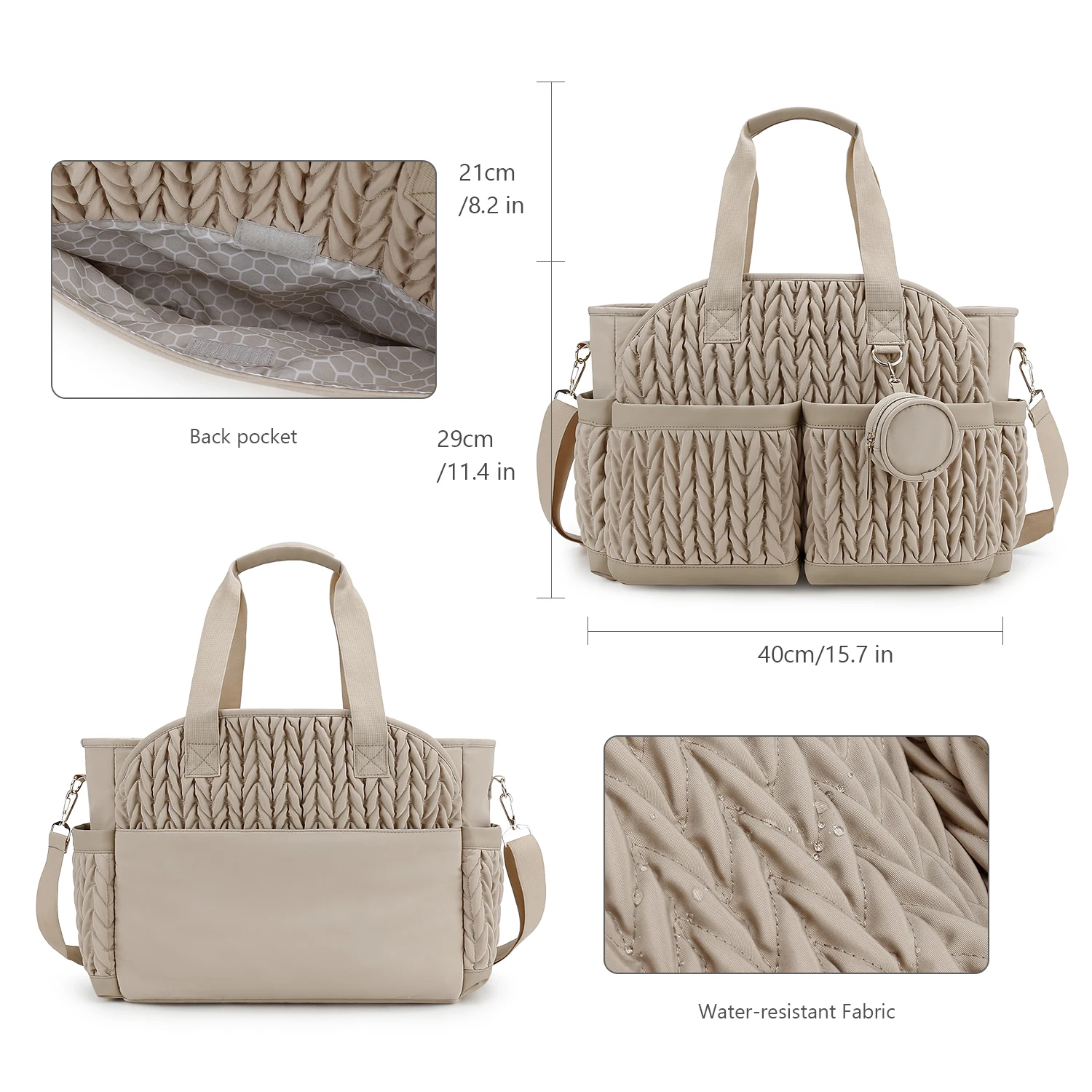 New Quilted Mommy Bag One Shoulder Handheld Storage Bag Waterproof Fabric Insulation for Mother and Child Travel