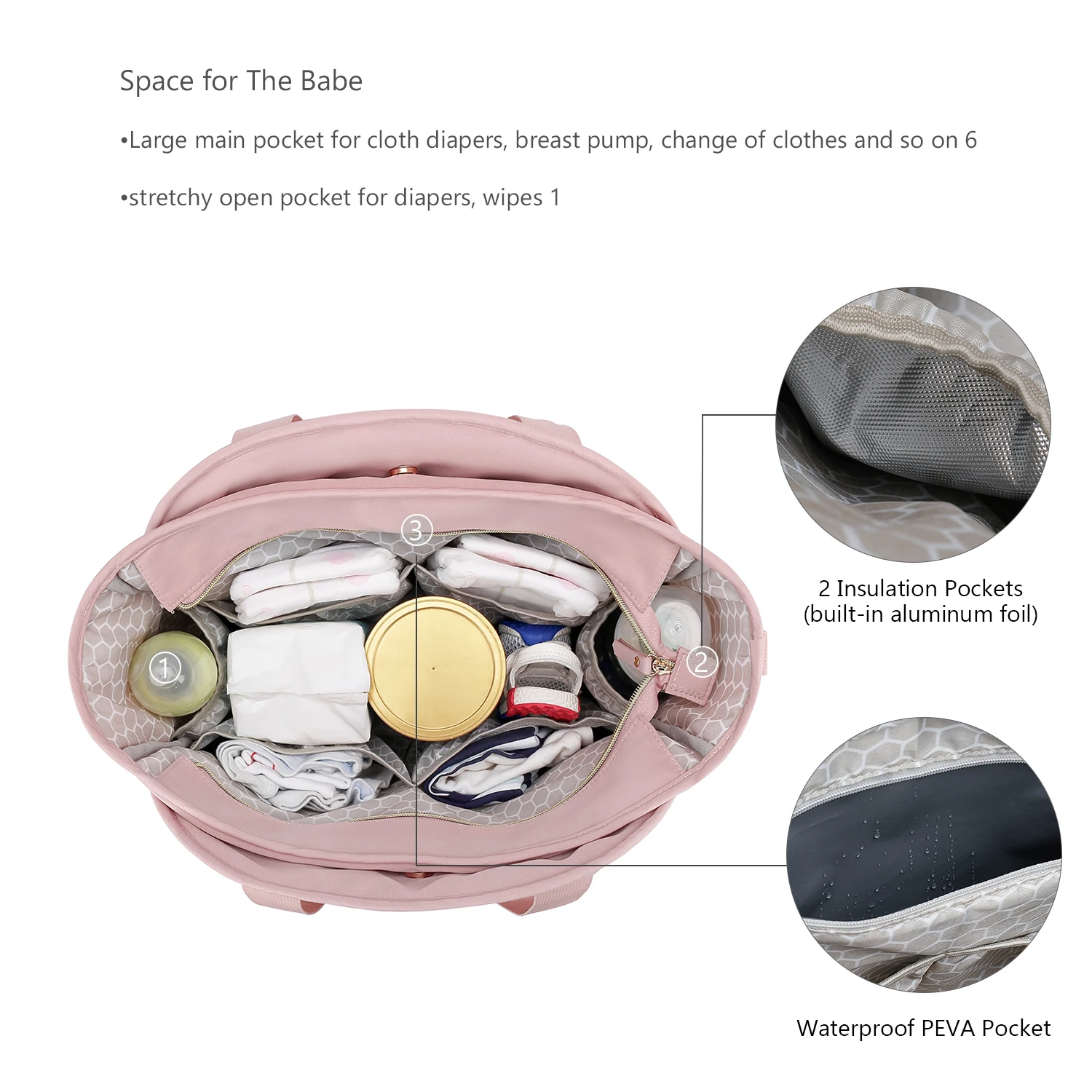 New Quilted Mommy Bag One Shoulder Handheld Storage Bag Waterproof Fabric Insulation for Mother and Child Travel