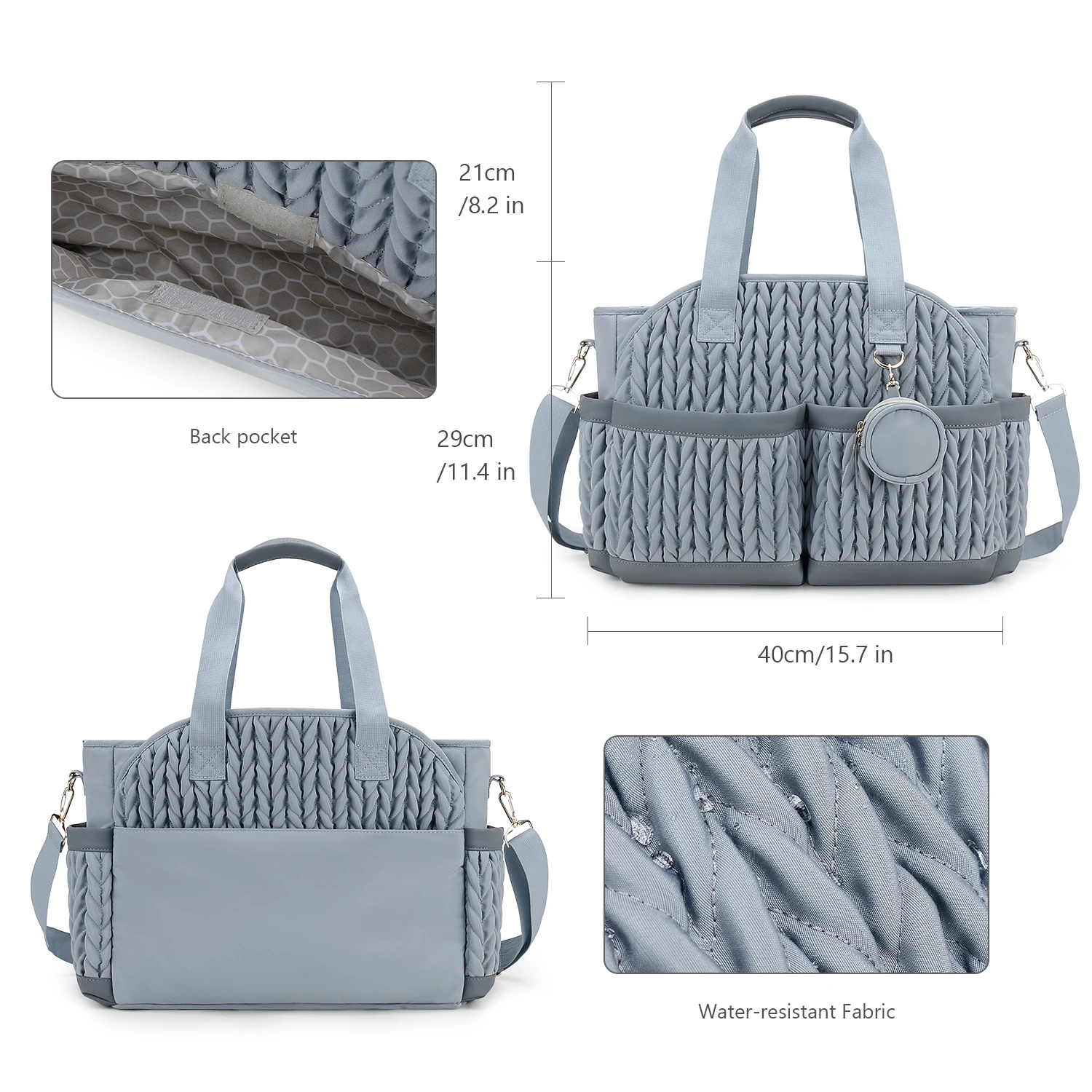New Quilted Mommy Bag One Shoulder Handheld Storage Bag Waterproof Fabric Insulation for Mother and Child Travel