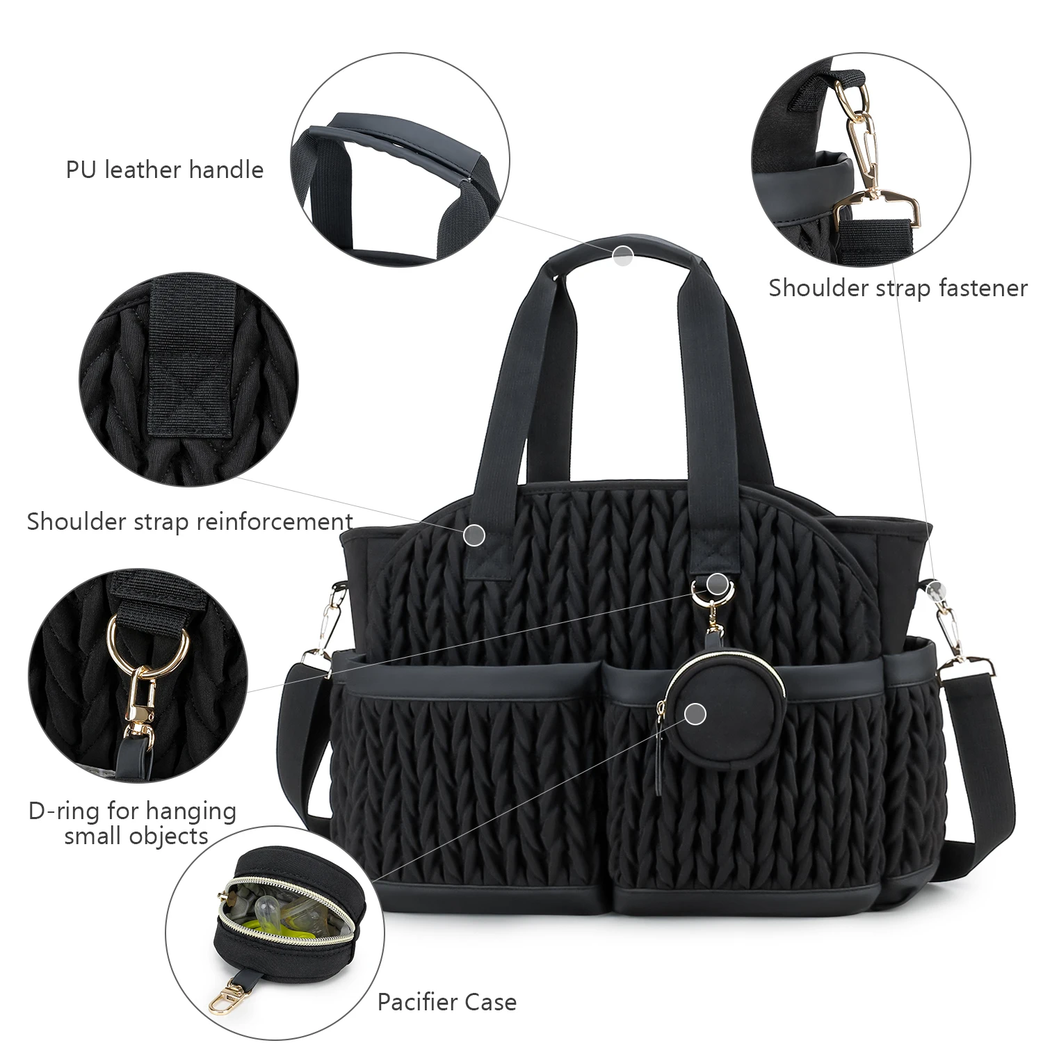 New Quilted Mommy Bag One Shoulder Handheld Storage Bag Waterproof Fabric Insulation for Mother and Child Travel
