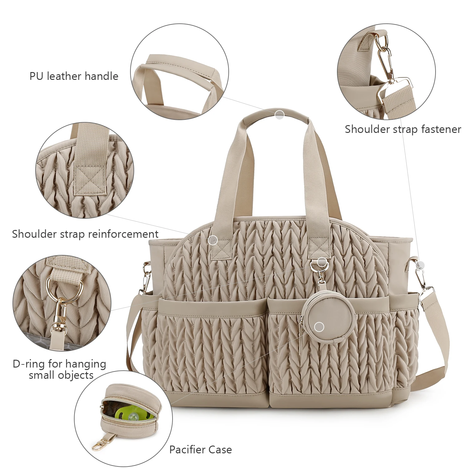New Quilted Mommy Bag One Shoulder Handheld Storage Bag Waterproof Fabric Insulation for Mother and Child Travel